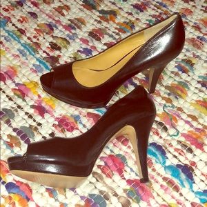 Black peep toe heels. 4” heels.